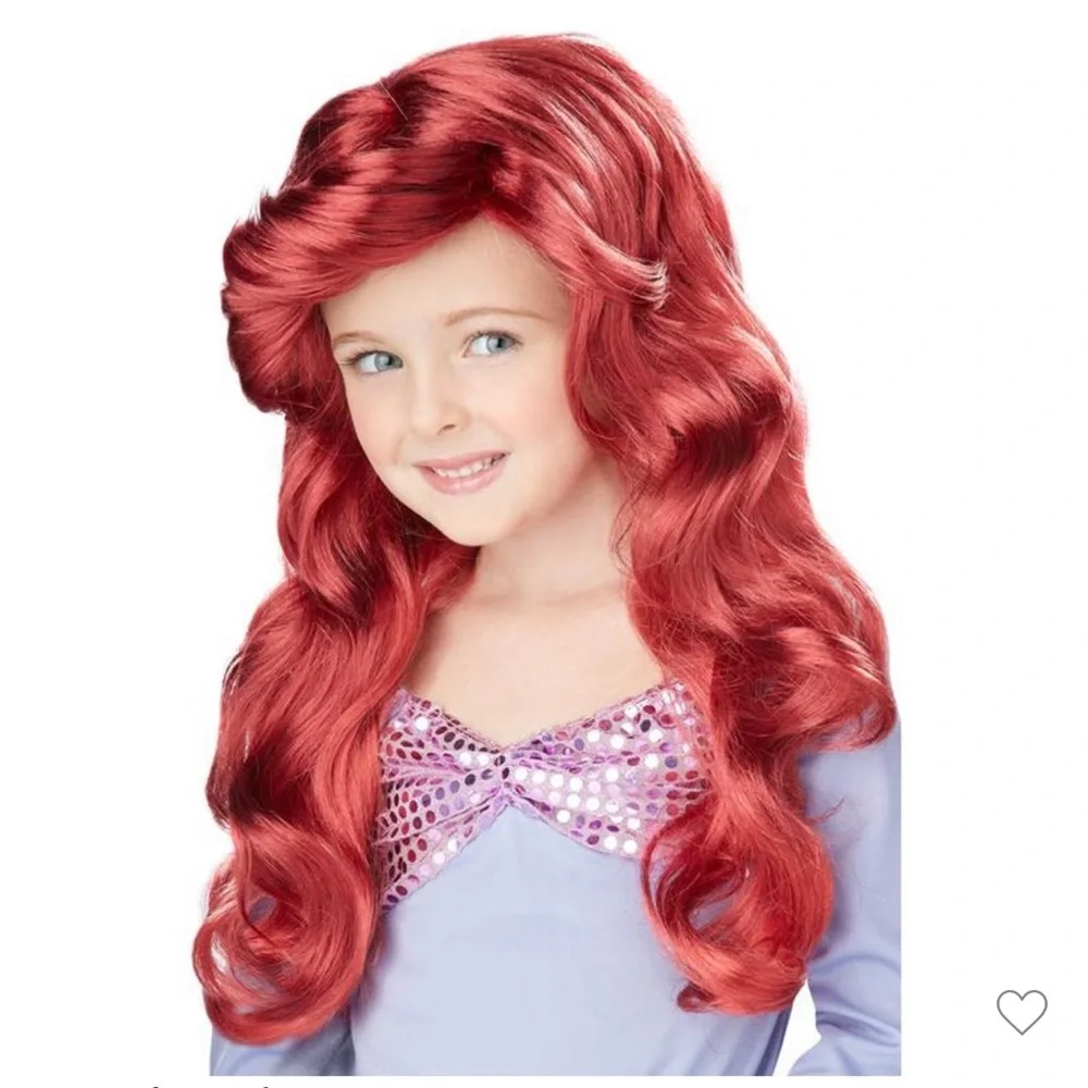 Little Mermaid Wig Costume red girls Disney World Ariel princess dress up play